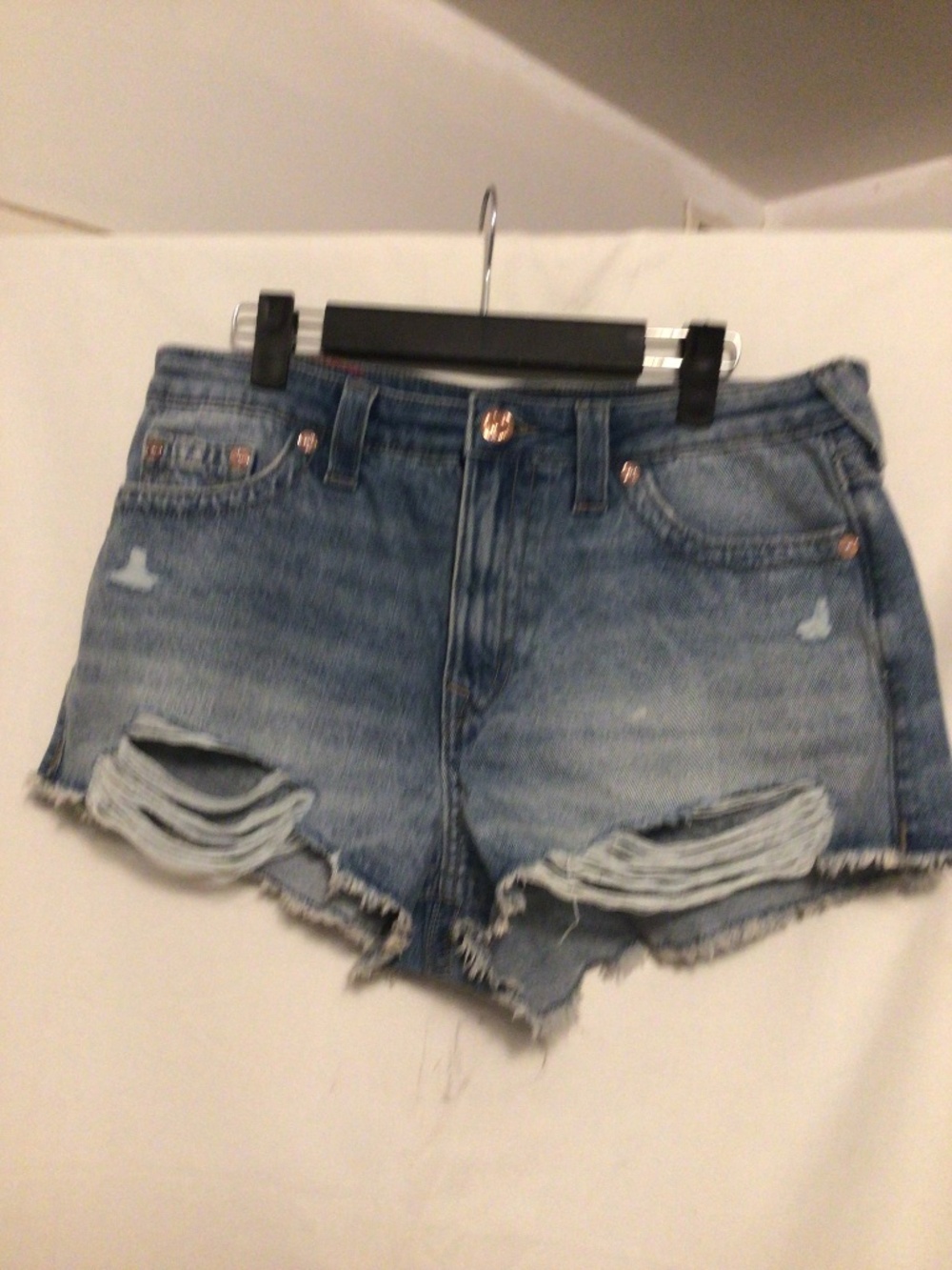 True Religion Front Pockets Denim Shorts Flap Colr Sunset Ticket SZ 32 NWT